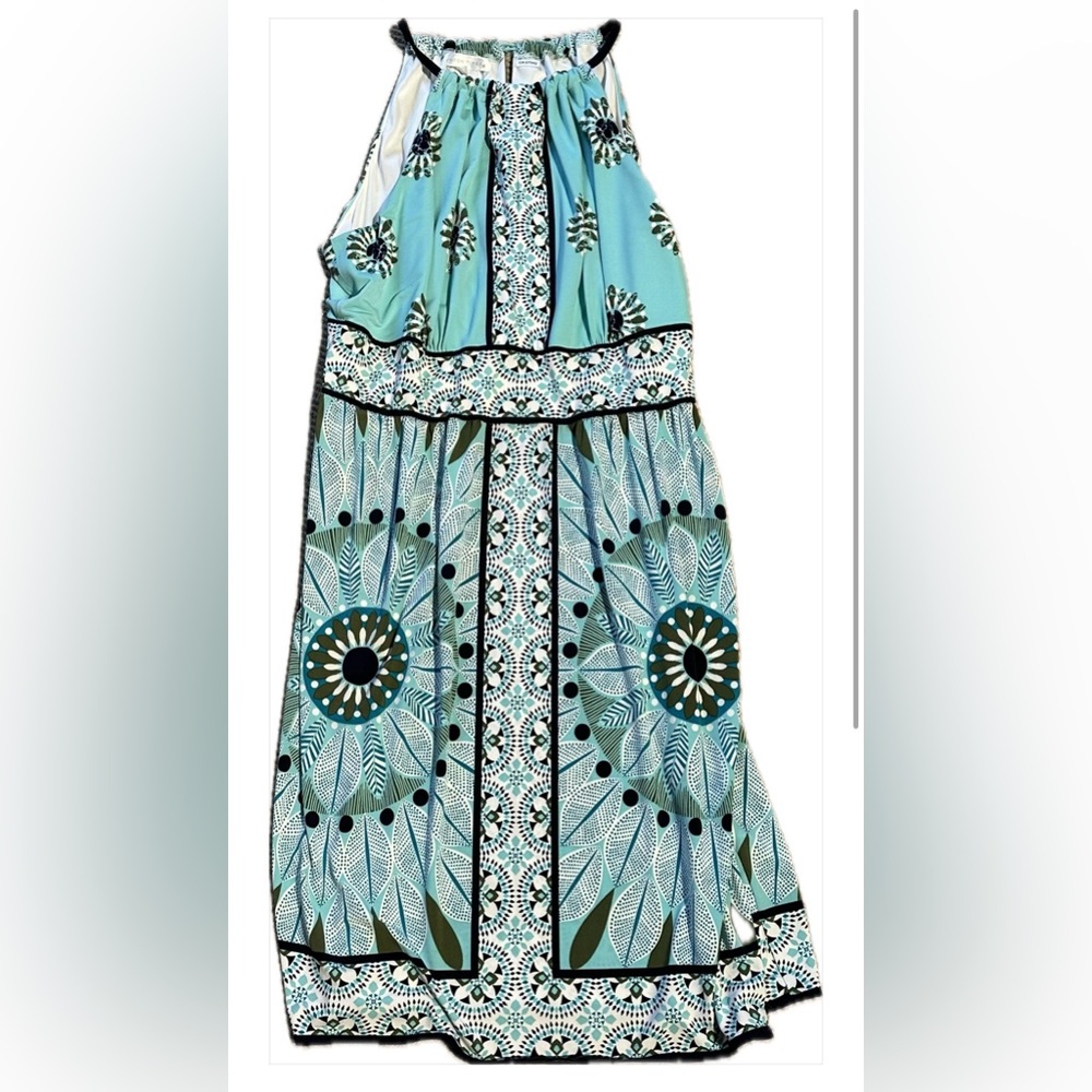 London Times Blue and Green Patterned Halter Dress size 16